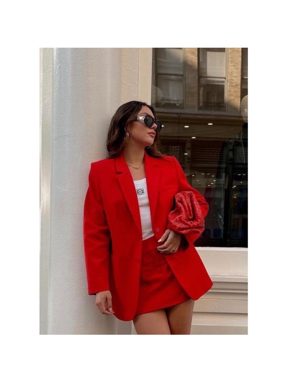 ZARA 2 PIECES SET FITTED BLAZER WITH POCKETS AND BELT LOOP MINI SKIRT